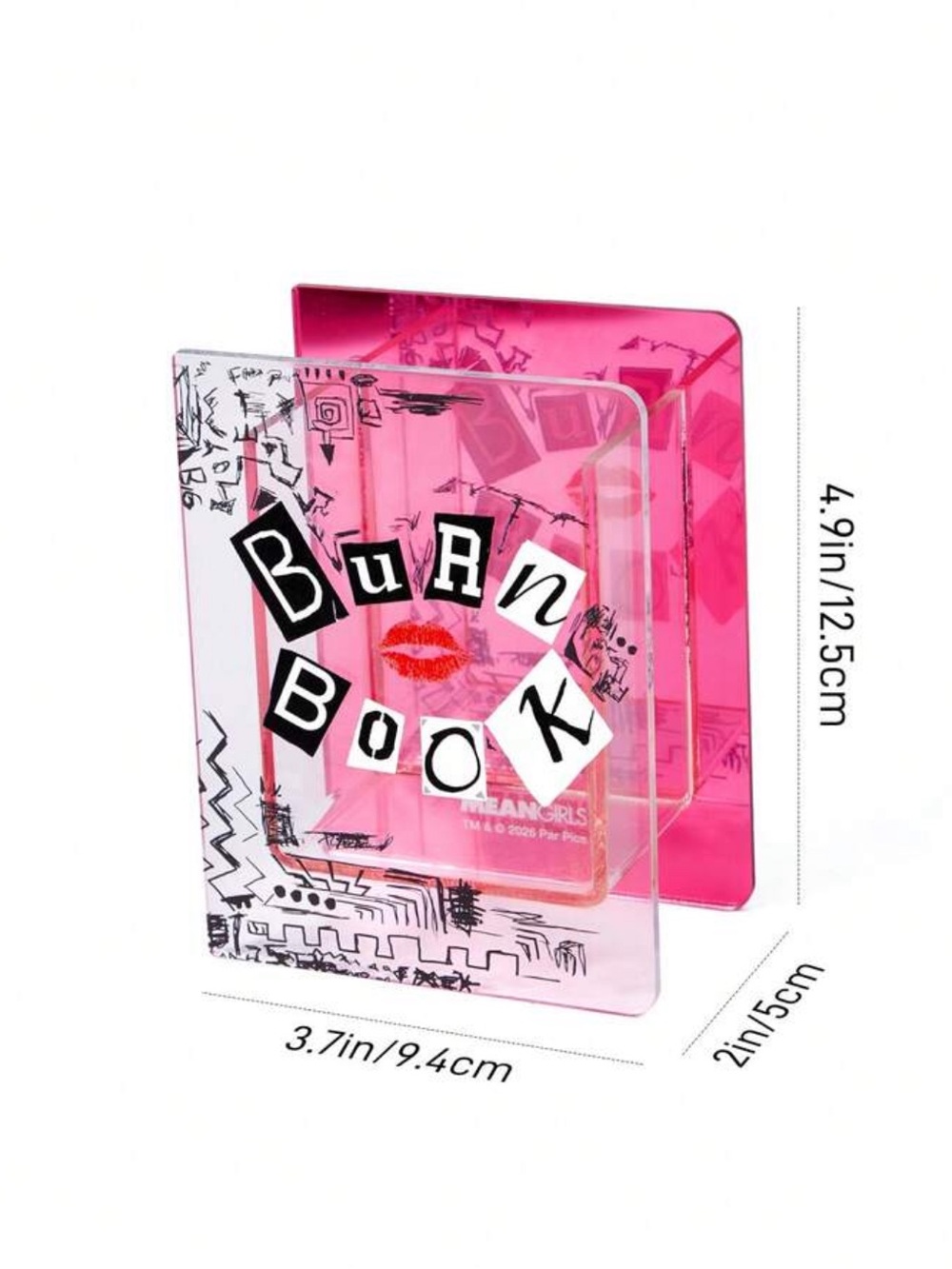 Kohl's Pink Clear Acrylic 'Burn Book' Mini pencil box